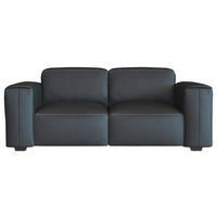 2-SITZER-SOFA Schwarz Echtleder  - Schwarz, Design, Leder/Holz (187/73/102cm) - Livetastic