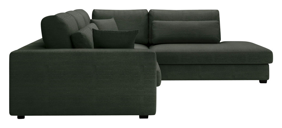 ECKSOFA in Cord Dunkelgrün  - Dunkelgrün/Schwarz, Konventionell, Kunststoff/Textil (314/250cm) - Carryhome