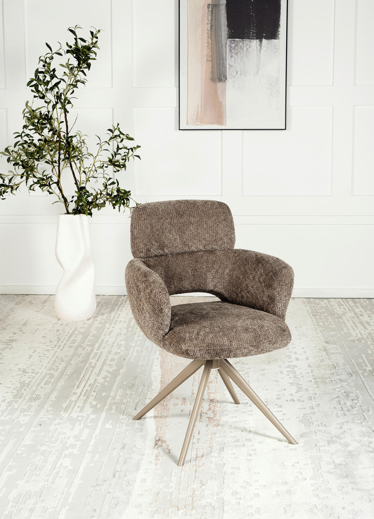 ARMLEHNSTUHL  Sitzfläche 360° drehbar Mikrofaser  Taupe  - Taupe, MODERN, Textil/Metall (61/88/63cm) - Livetastic