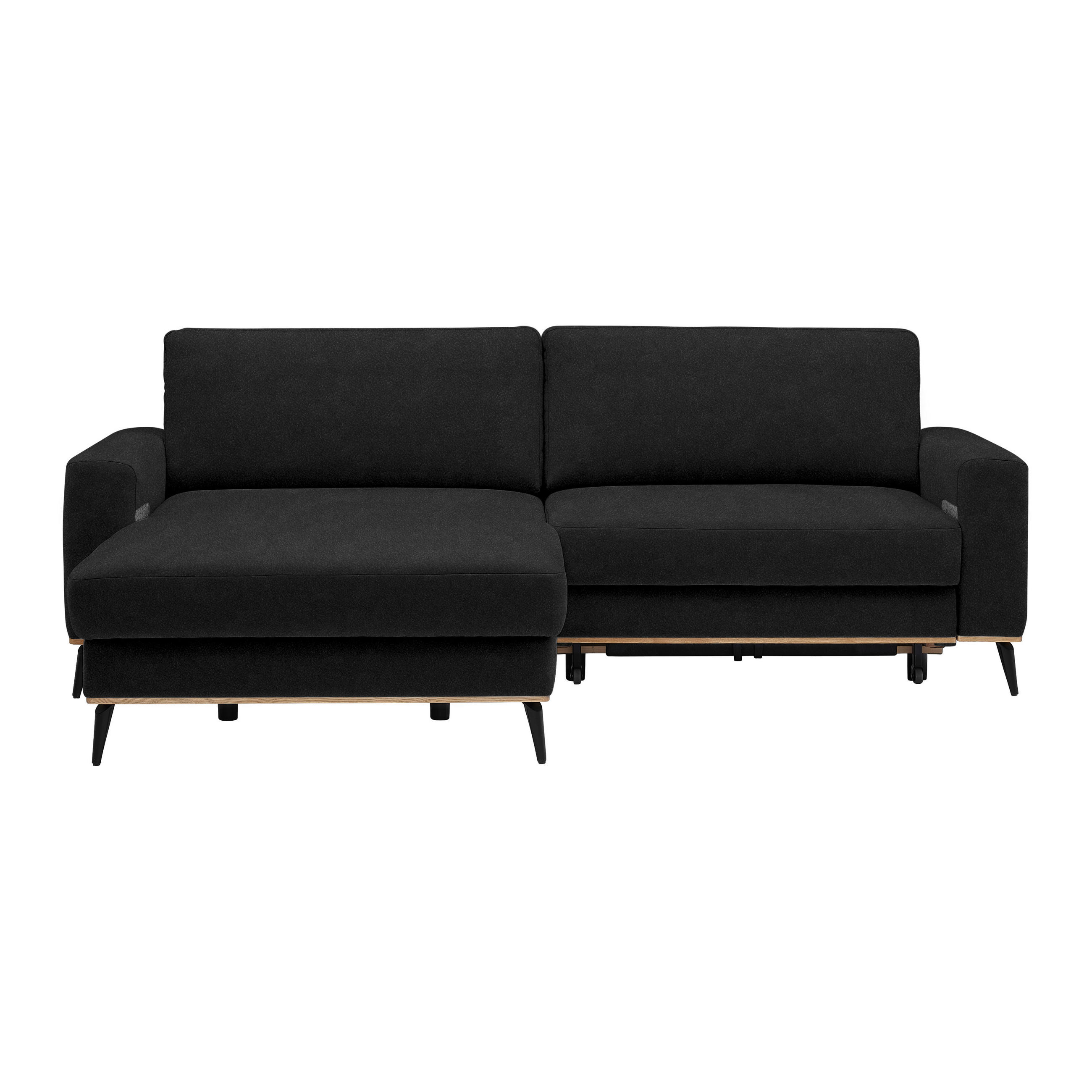 ECKSOFA in Lederlook, Mikrofaser Schwarz  - Schwarz, Konventionell, Holz/Textil (167/234cm) - MID.YOU