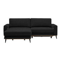 ECKSOFA in Lederlook, Mikrofaser Schwarz  - Schwarz, Konventionell, Holz/Textil (167/234cm) - MID.YOU
