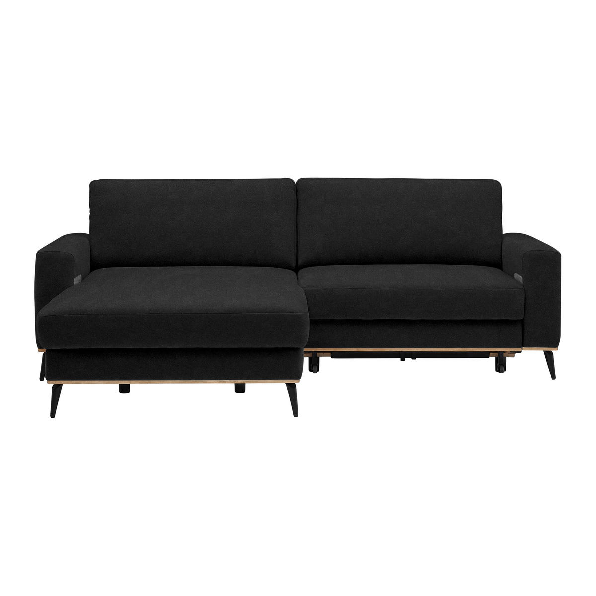 ECKSOFA in Lederlook, Mikrofaser Schwarz  - Schwarz, Konventionell, Holz/Textil (167/234cm) - MID.YOU