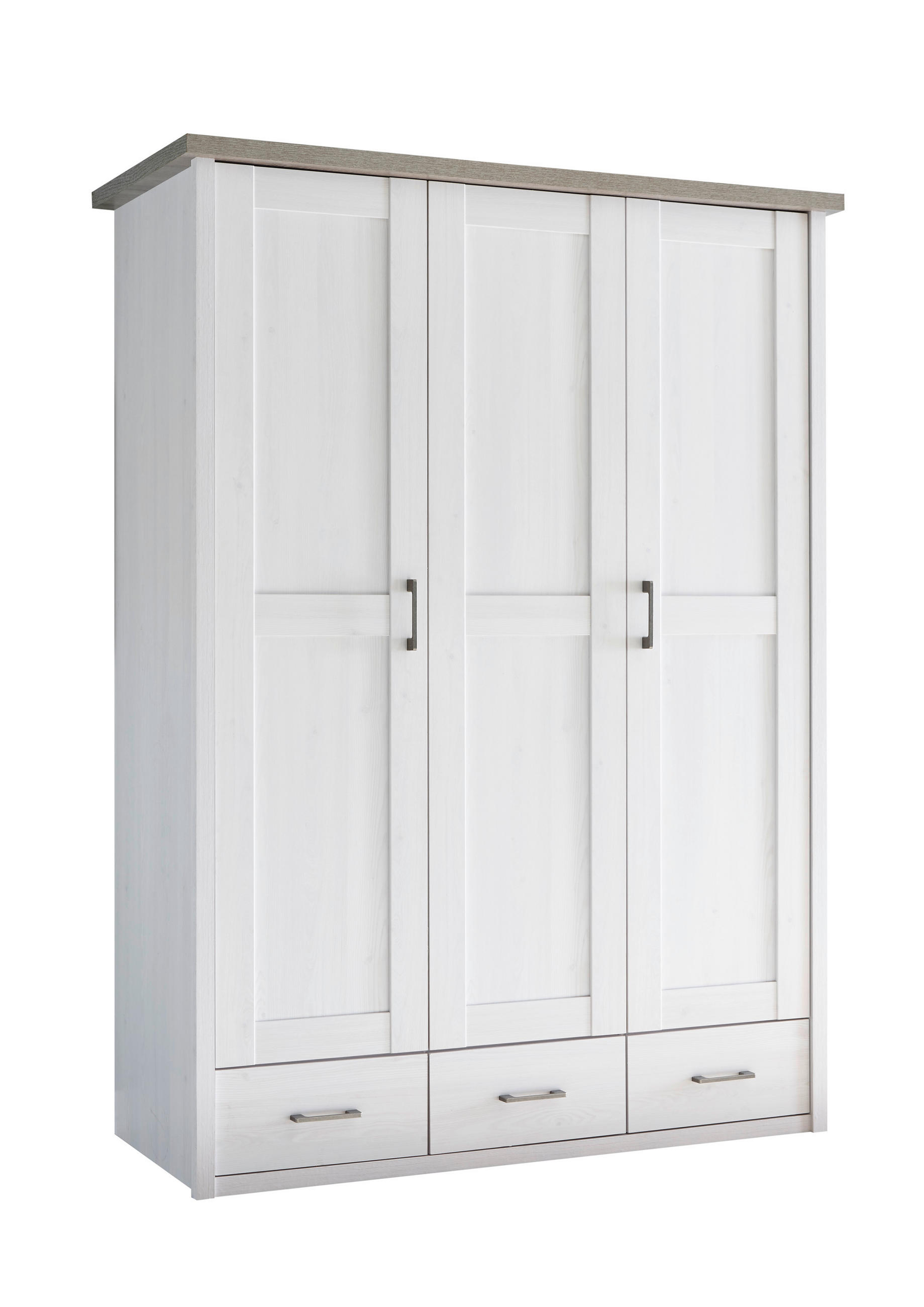 BABYKLEIDERSCHRANK Luca / Corner Weiß, Eichefarben - Eichefarben/Anthrazit, Basics, Holzwerkstoff/Metall (148/201/62cm)