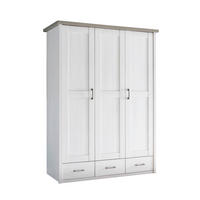 BABYKLEIDERSCHRANK Luca / Corner Weiß, Eichefarben  - Eichefarben/Anthrazit, Basics, Holzwerkstoff/Metall (148/201/62cm)