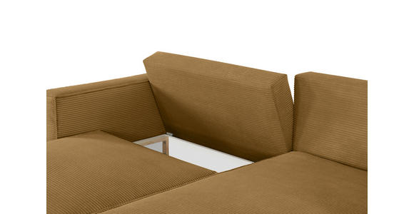 ECKSOFA Currygelb Feincord - Currygelb/Schwarz, KONVENTIONELL, Kunststoff/Textil (242/151cm) - Carryhome