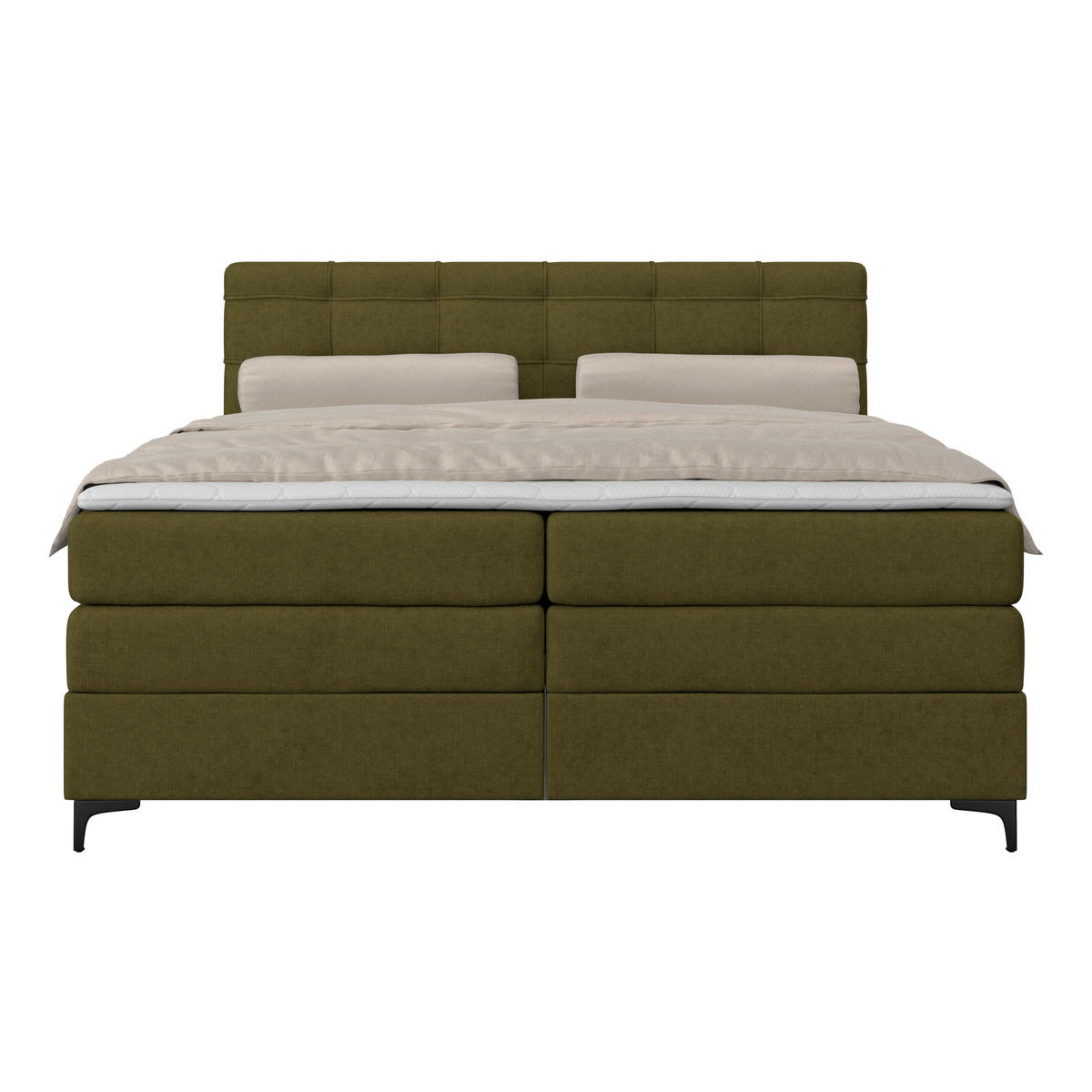 BOXSPRINGBETT 180/200 cm,  in Grün, H3 = fest  - Schwarz/Grün, KONVENTIONELL, Kunststoff/Textil (180/200cm)