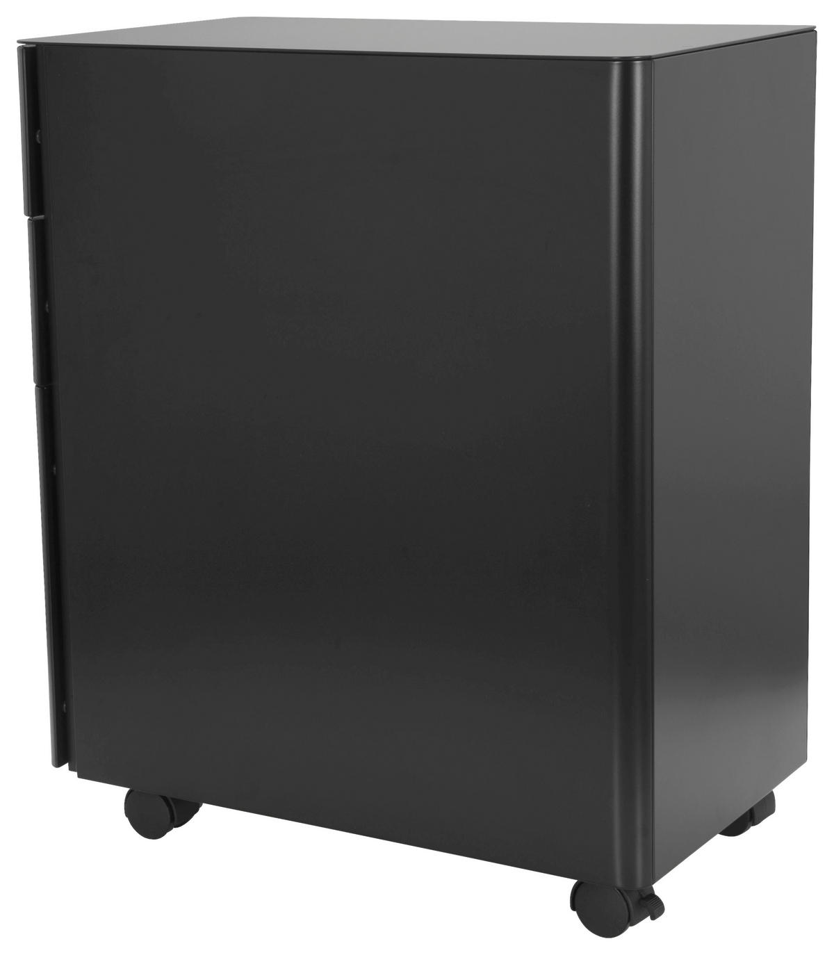 ROLLCONTAINER Schwarz  - Schwarz, MODERN, Kunststoff/Metall (30/59/50cm) - MID.YOU