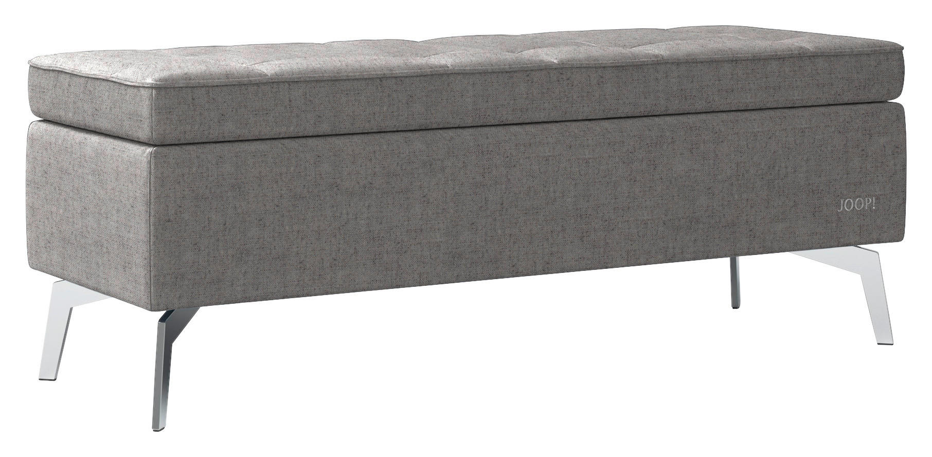 BETTBANK 143/54/51 cm   - Chromfarben/Greige, Design, Textil/Metall (143/54/51cm) - Joop!