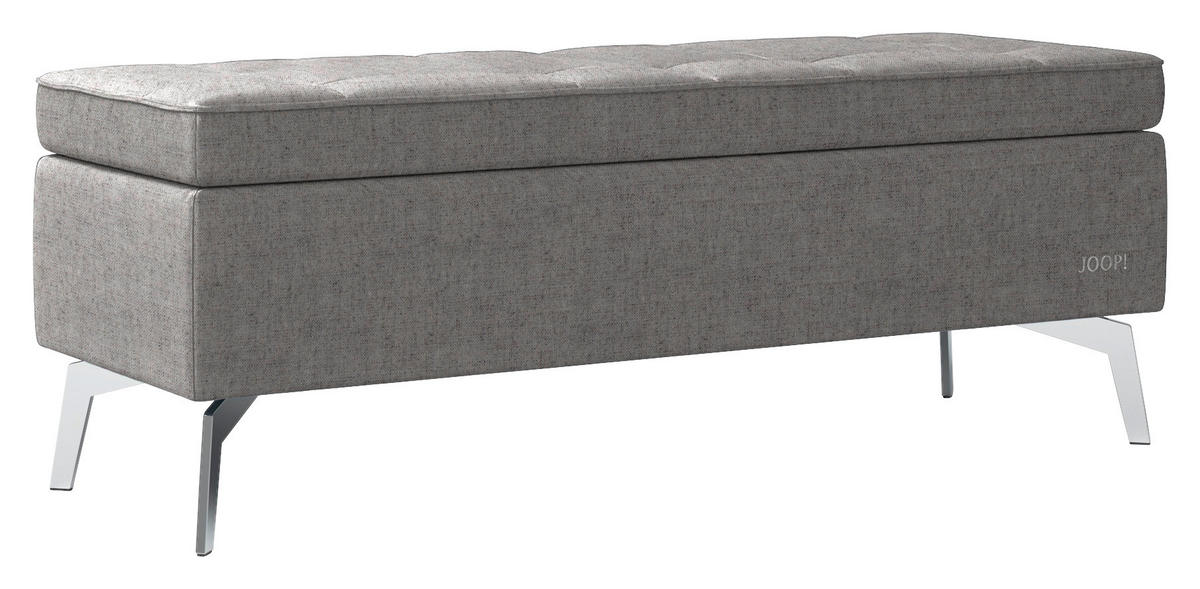 BETTBANK 143/54/51 cm   - Chromfarben/Greige, Design, Textil/Metall (143/54/51cm) - Joop!