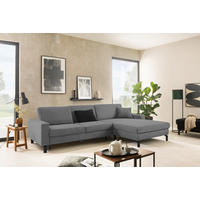 ECKSOFA in Cord Grau  - Schwarz/Grau, Design, Textil/Metall (298/185-209cm) - Pure Home Lifestyle