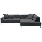 ECKSOFA in Feincord Anthrazit  311/219 cm  - Anthrazit/Schwarz, KONVENTIONELL, Textil/Metall (311/219cm) - Hom`in