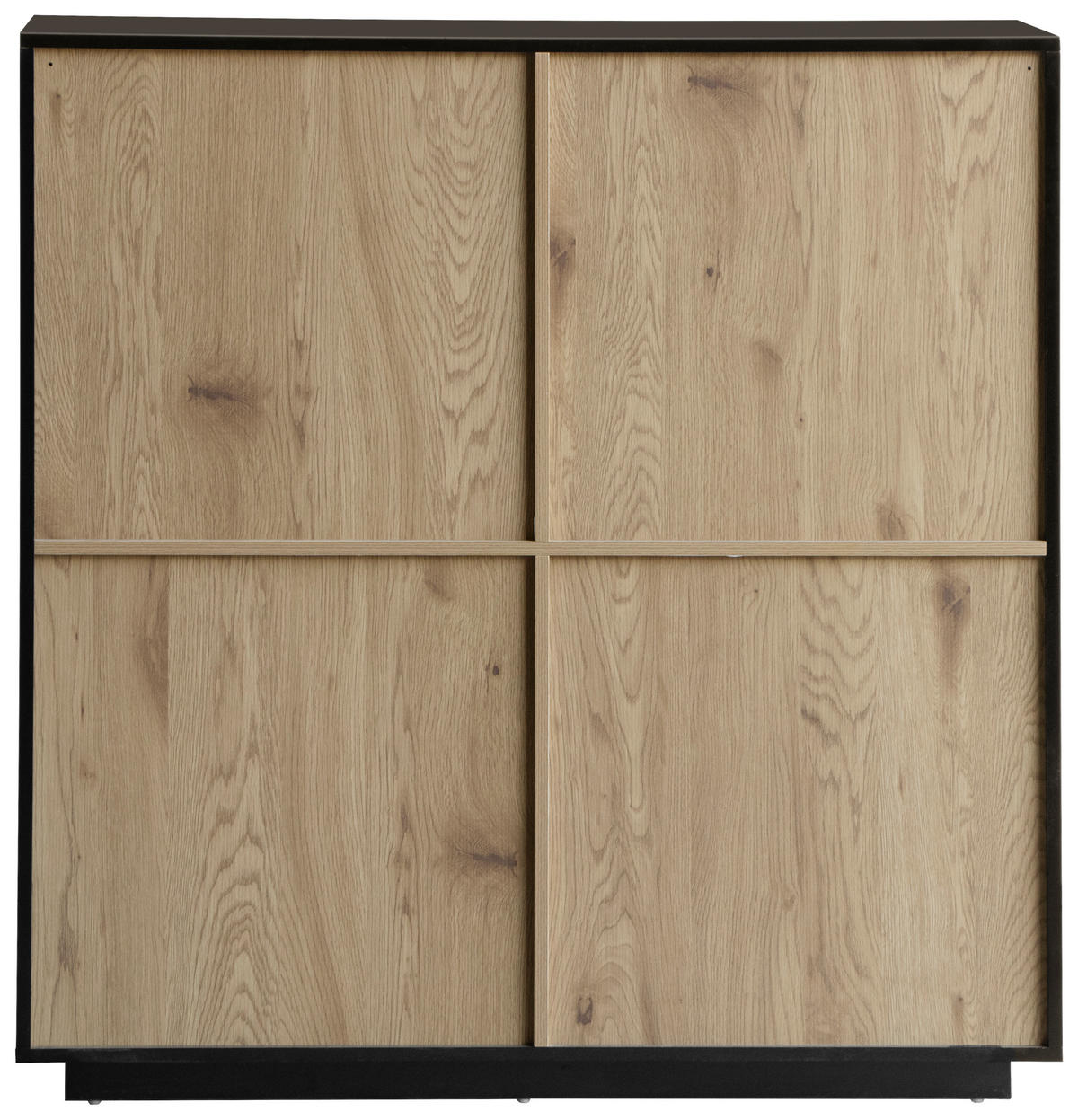 KOMODA, črna, barve hrasta  - črna/barve hrasta, Trendi, leseni material (110/115,5/40cm) - MID.YOU