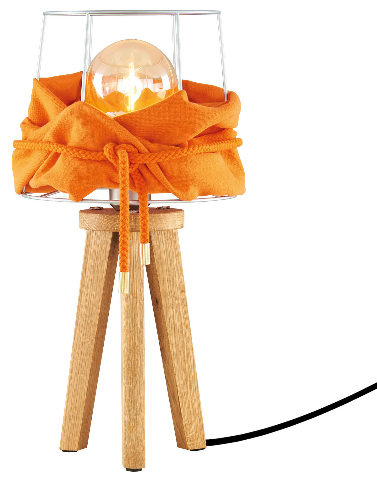 TISCHLEUCHTE 22/43 cm   - Schwarz/Weiß, Basics, Holz/Textil (22/43cm) - Herzblut