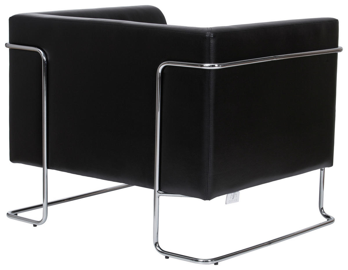 DESIGNSESSEL Lederlook Schwarz    - Chromfarben/Schwarz, MODERN, Textil/Metall (88/74/74cm) - MID.YOU
