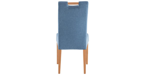 STUHL Webstoff Blau, Buchefarben Buche massiv  - Blau/Buchefarben, KONVENTIONELL, Holz/Textil (47/100/64cm) - Cantus