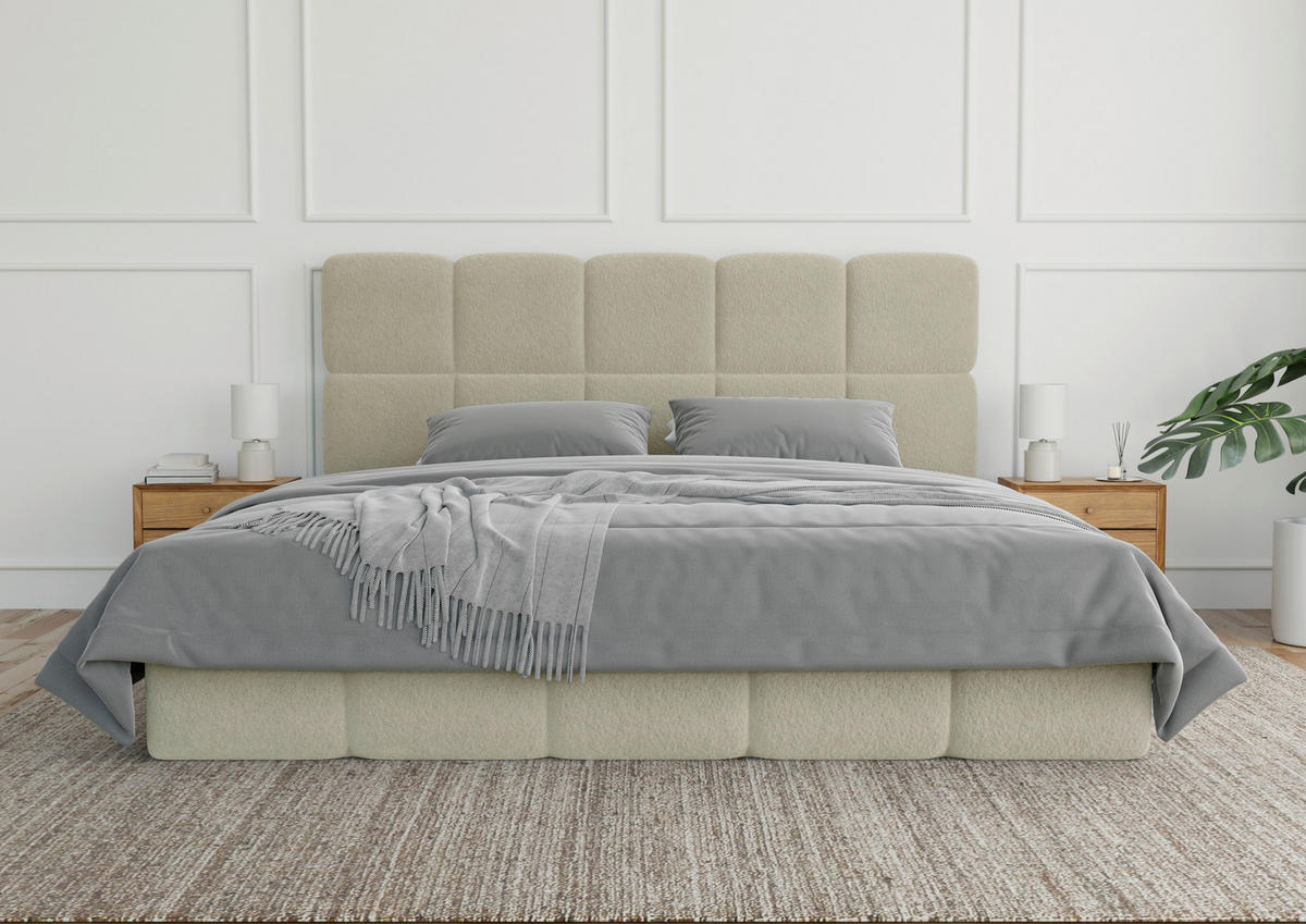 POLSTERBETT Cloudy Lattenrost, Bettkasten 180/200 cm  in Beige  - Beige/Schwarz, Design, Holz/Textil (180/200cm) - Boxxx