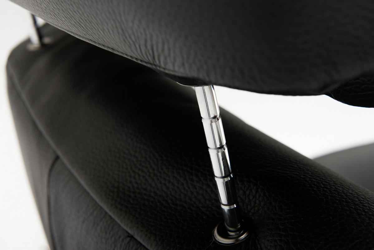 FÅTÖLJ i trä, läder svart  - kromfärg/svart, Design, metall/läder (80/104-113/76cm) - Welnova