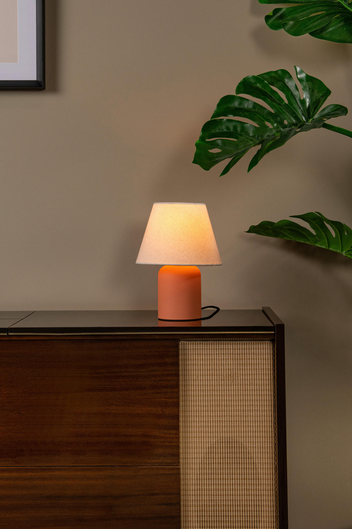 TISCHLEUCHTE 20/20/27 cm   - Orange/Weiß, Design, Keramik (20/20/27cm) - Lucide