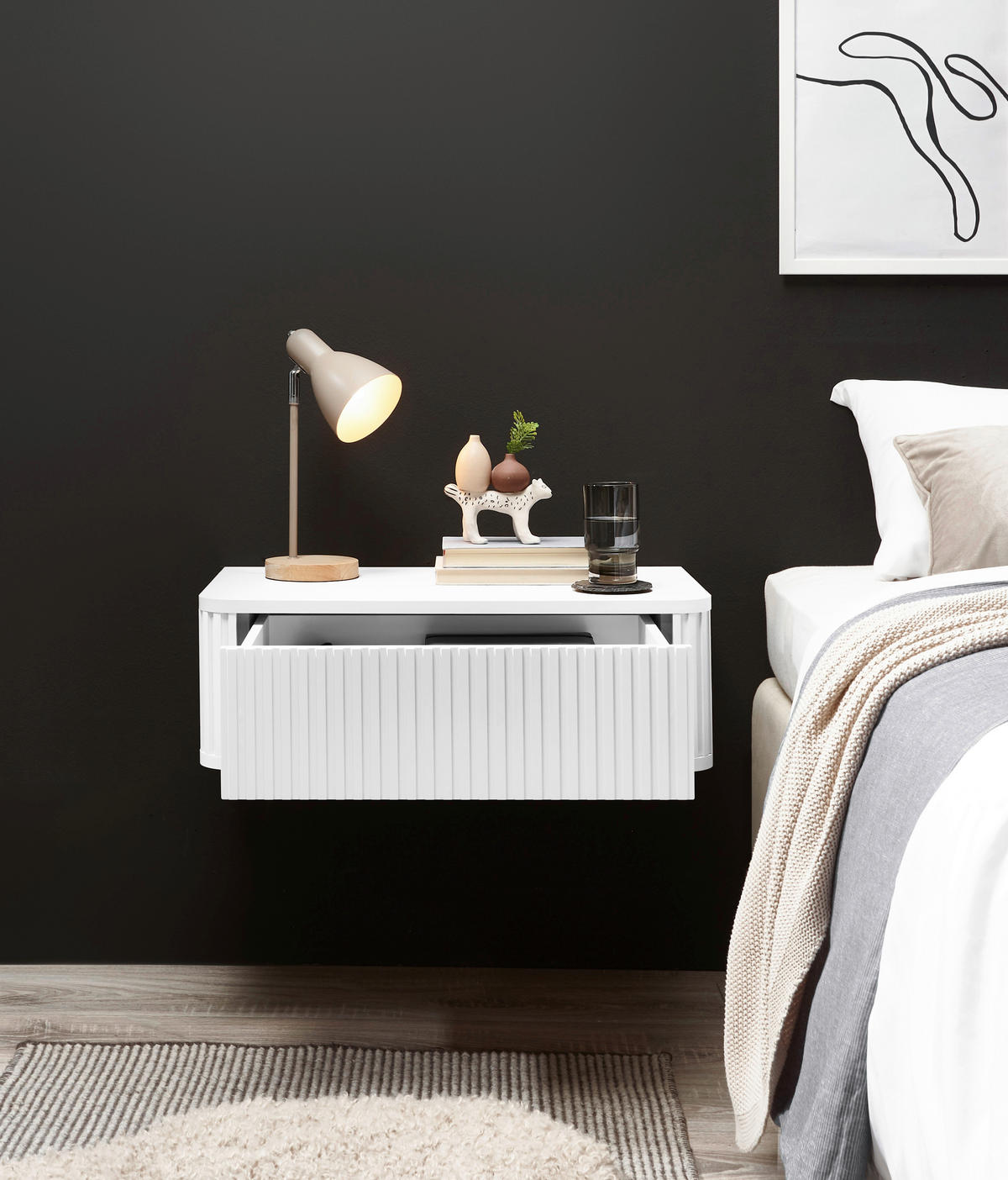 NACHTSCHRANK 63/21/38 cm  - Weiß, KONVENTIONELL, Holzwerkstoff (63/21/38cm) - Chameo