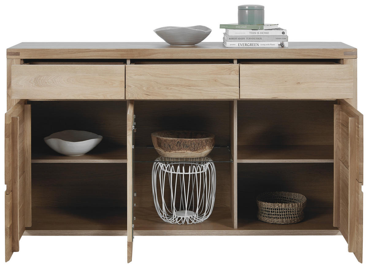 SIDEBOARD Alteiche  170/92/44 cm  - Alteiche/Grau, Konventionell, Glas/Holz (170/92/44cm) - Voleo
