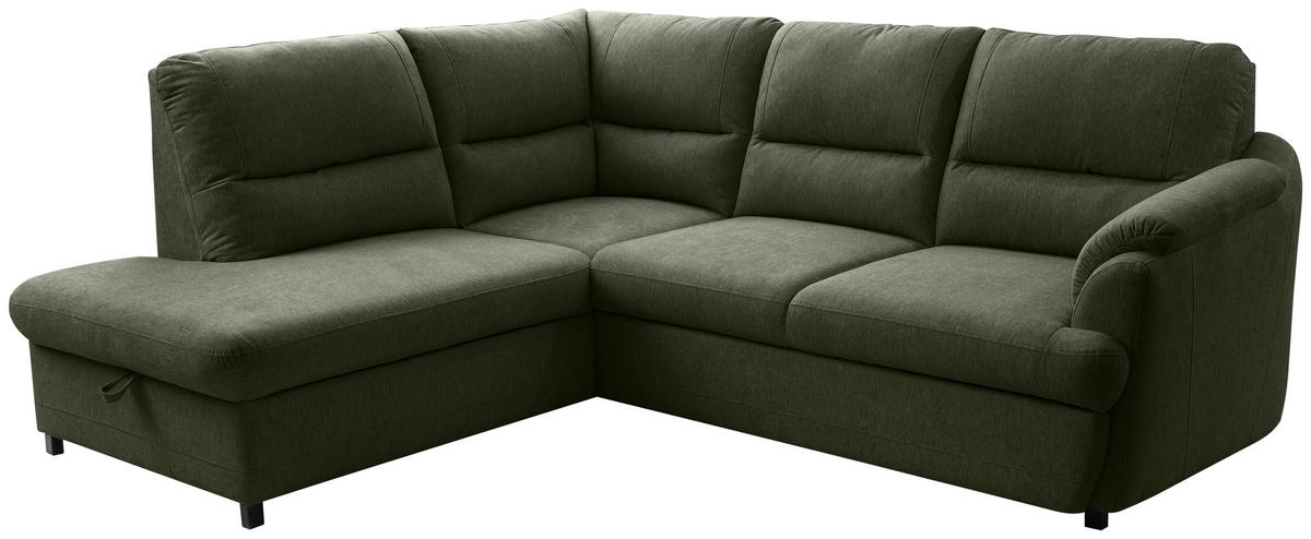 ECKSOFA Grün  - Greige/Schwarz, Basics, Holz/Textil (200/240cm) - MID.YOU