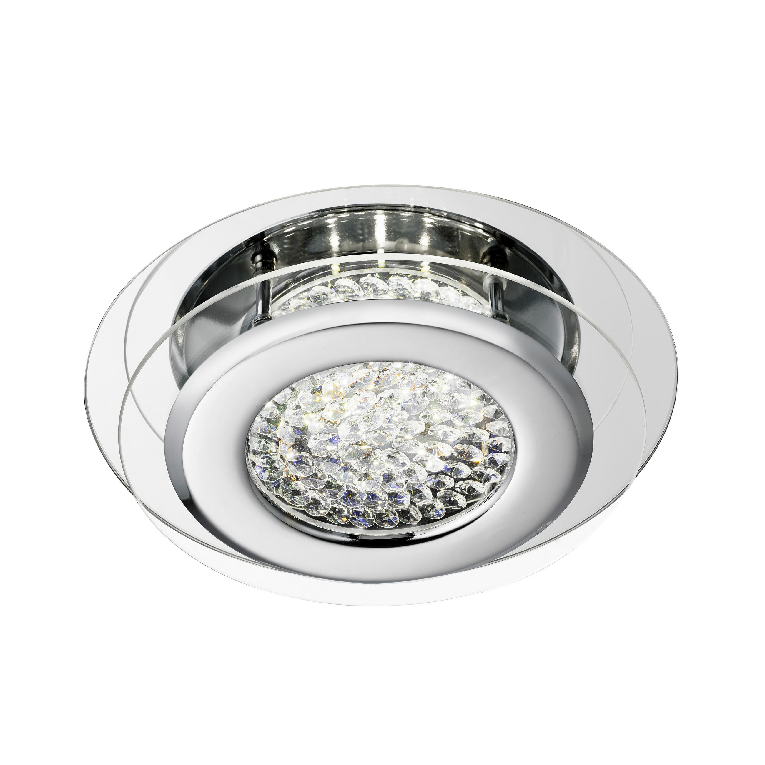 LED-DECKENLEUCHTE Vesta 28/8 cm   - Chromfarben, Design, Glas/Metall (28/8cm) - Searchlight