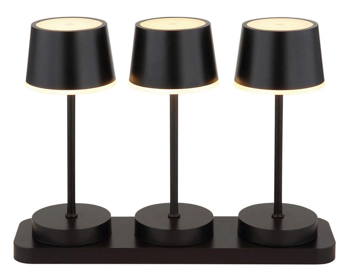 AKKU-TISCHLEUCHTE Dawson 8,3/20 cm  - Opal/Schwarz, Design, Kunststoff/Metall (8,3/20cm) - Globo