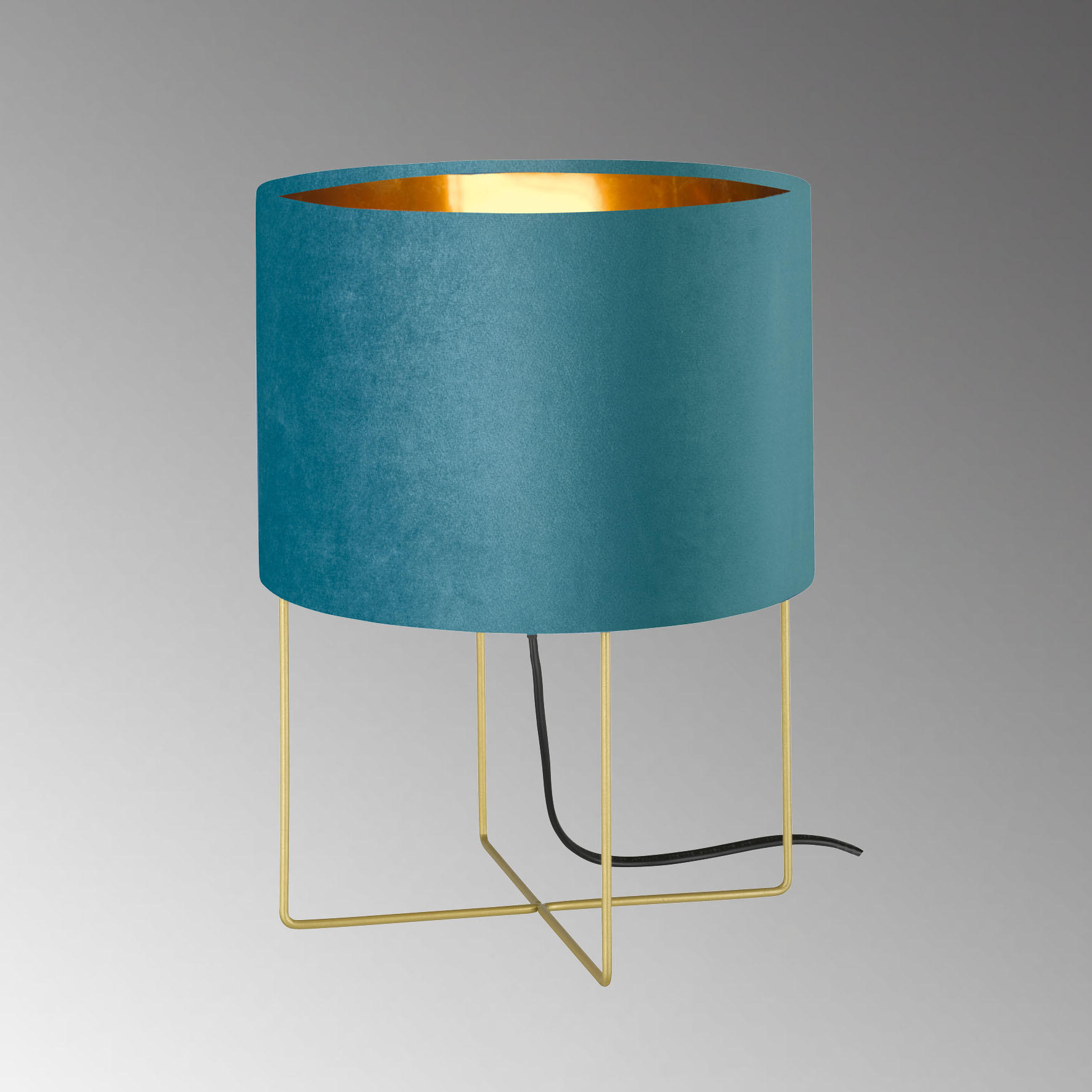 TISCHLEUCHTE - Türkis/Goldfarben, Design, Textil/Metall (24/32cm) - Fischer & Honsel