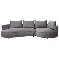 BIGSOFA in Chenille Grau  - Schwarz/Grau, Design, Kunststoff/Textil (322/82/154cm) - home24