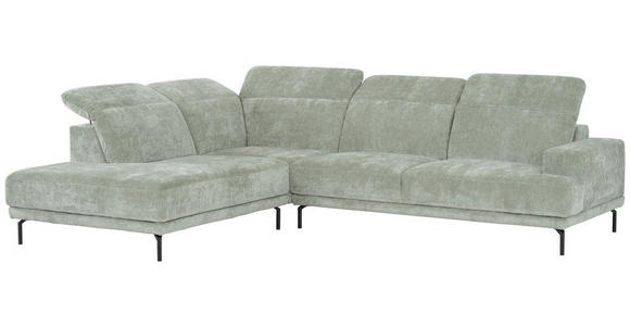 ECKSOFA  in Chenille Mintgrün  243/307 cm  - Schwarz/Mintgrün, Design, Textil/Metall (243/307cm) - Xora