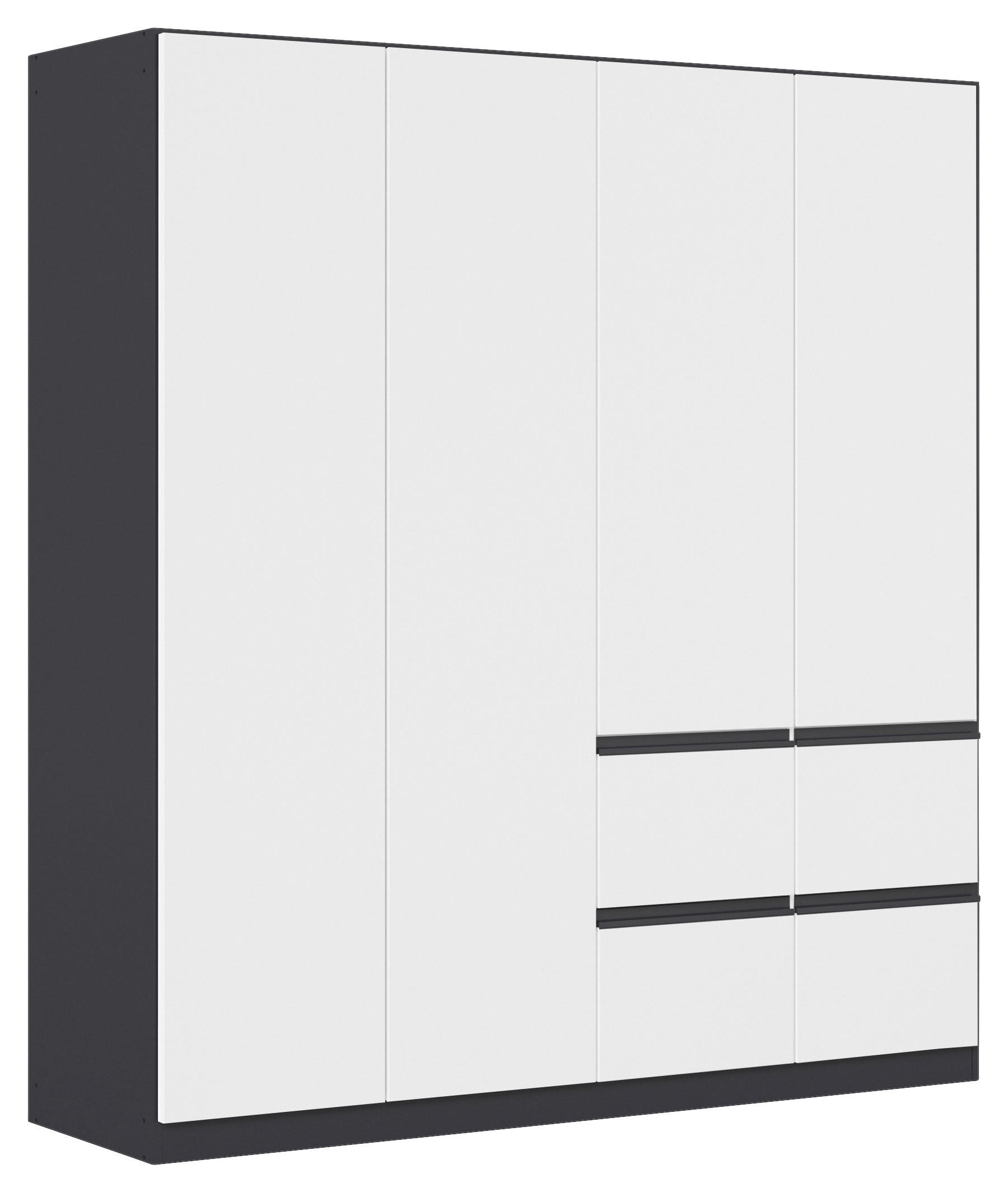 KLEIDERSCHRANK 4-türig Grau, Weiß  - Weiß/Grau, KONVENTIONELL, Holzwerkstoff/Kunststoff (181/197/54cm) - Xora