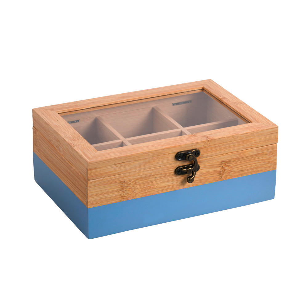 TEEBOX - Eichefarben/Hellblau, Basics, Naturmaterialien (21.5/15/8.5cm) - Kesper