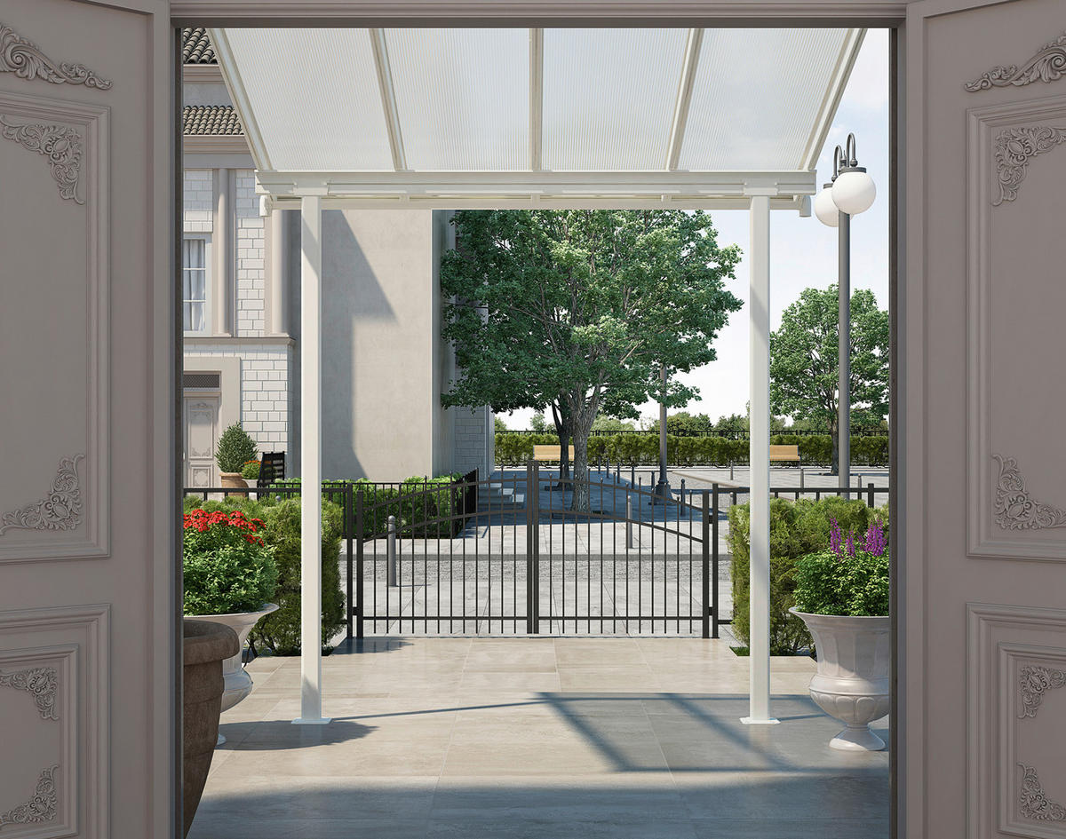 TERRASSENÜBERDACHUNG - Weiß, Basics, Metall (230/257/230cm) - Ambia Garden