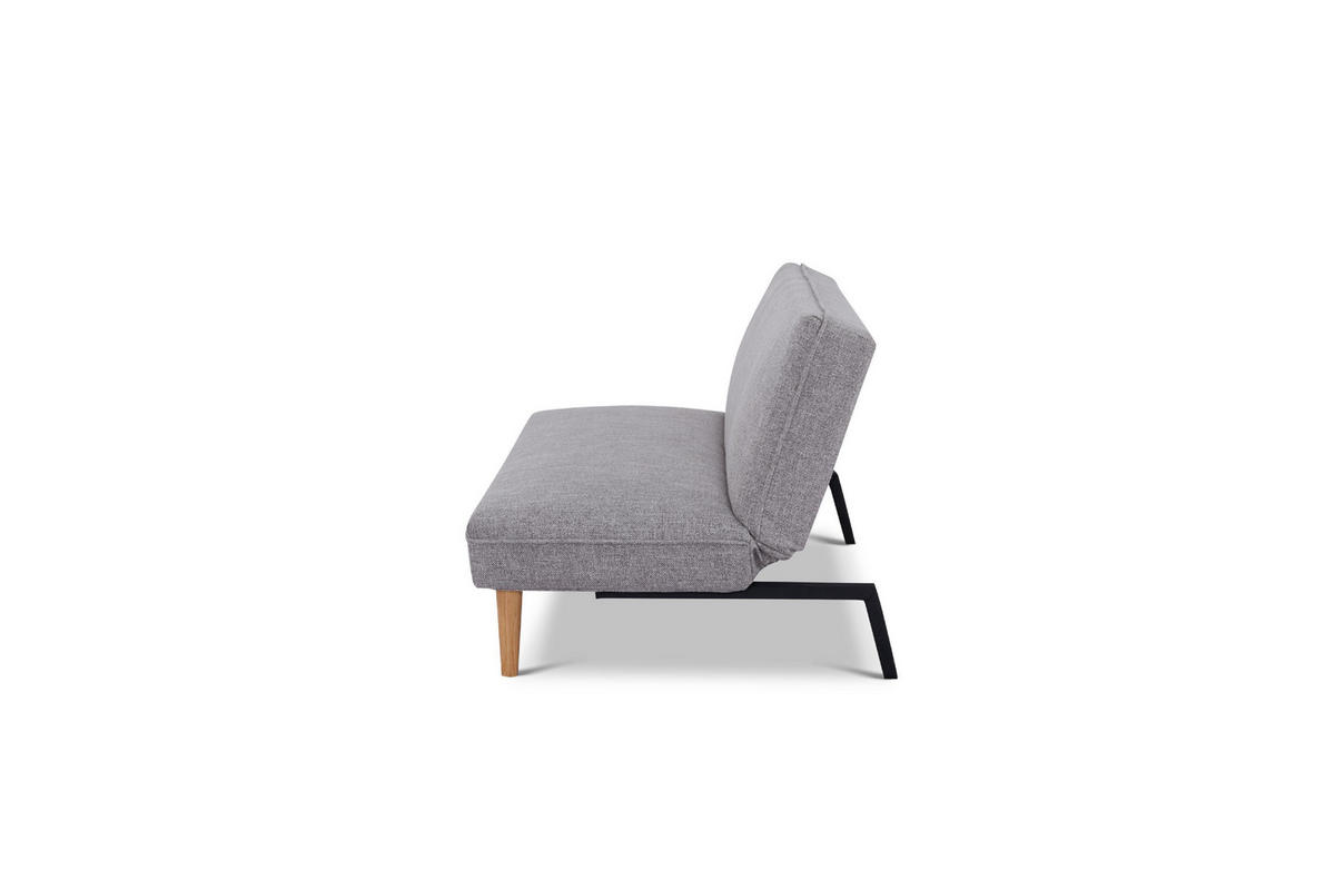 SCHLAFSOFA in Webstoff Hellgrau  - Hellgrau/Schwarz, Design, Holz/Kunststoff (180/77/87cm) - MID.YOU