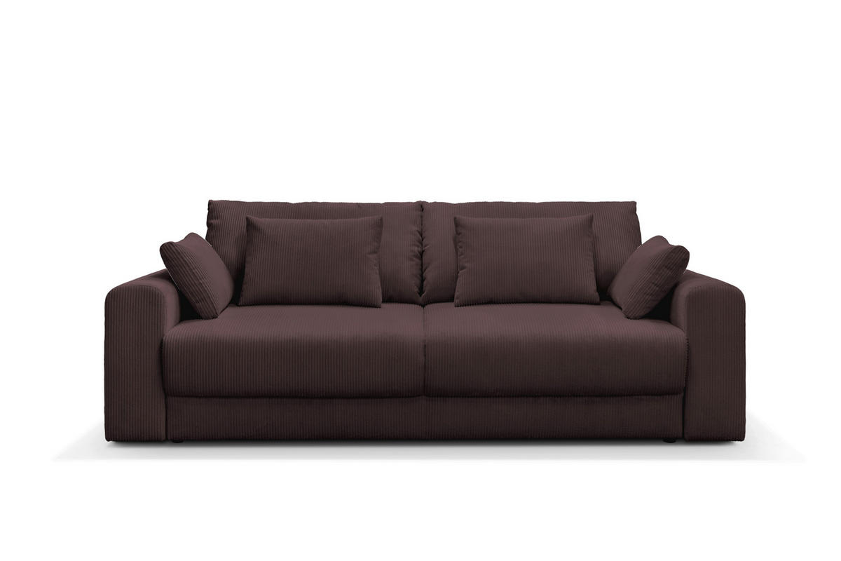 3-SITZER-SOFA MEGA Cord Braun  - Schwarz/Braun, Design, Textil (252/94/126cm) - MID.YOU