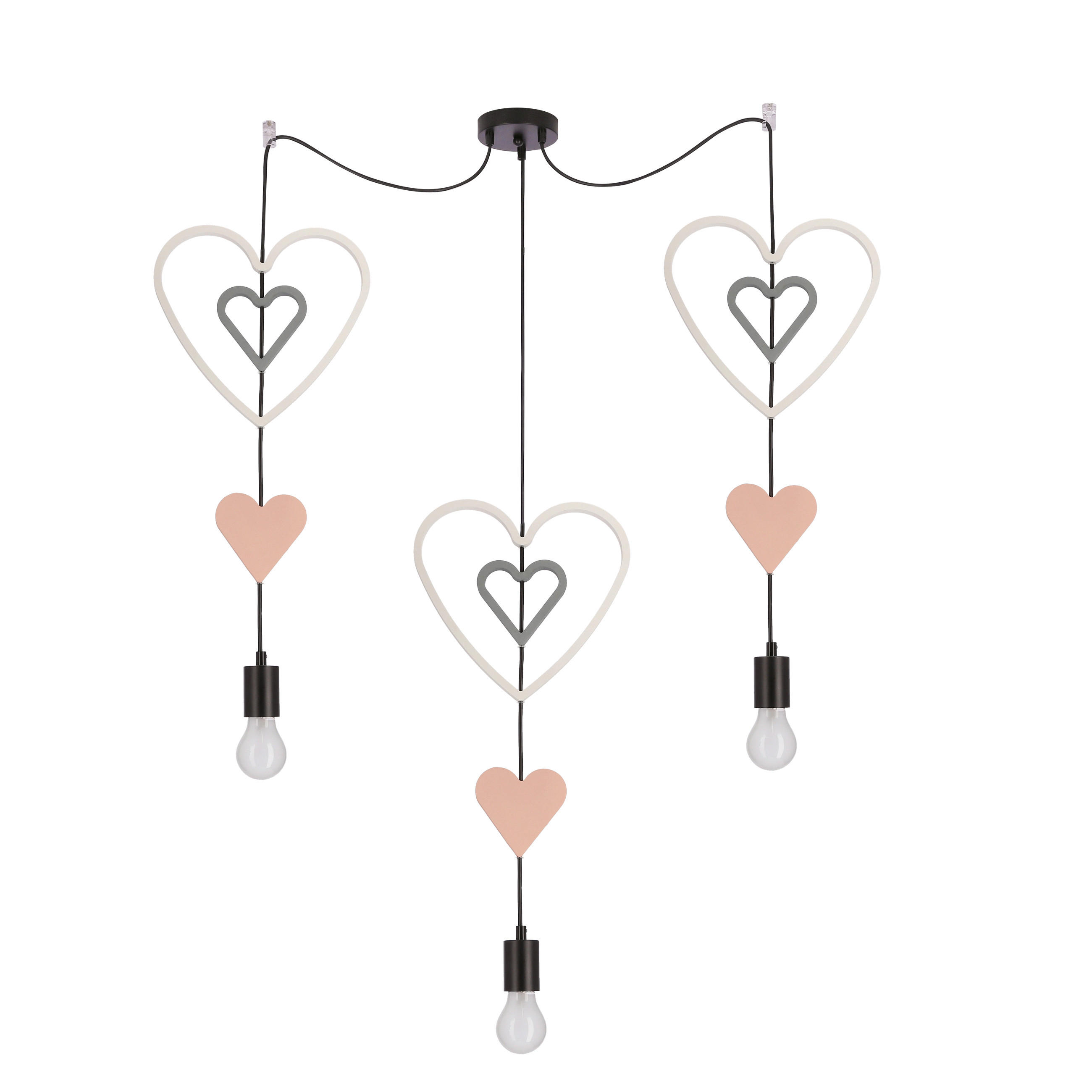 HÄNGLAMPA FÖR BARN Trio 100/27/100 cm  - vit/pink, Basics, metall/trämaterial (100/27/100cm)