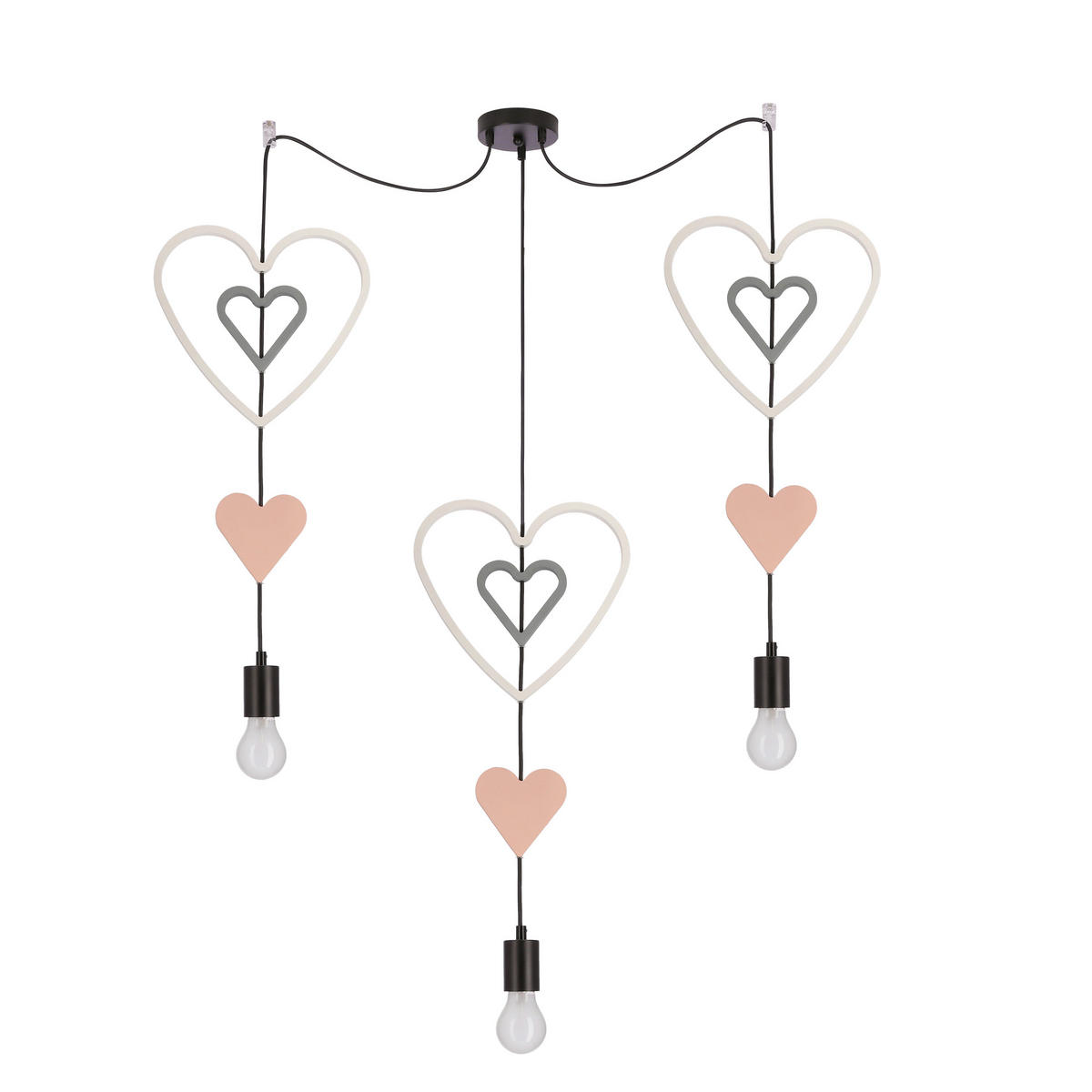 HÄNGLAMPA FÖR BARN Trio 100/27/100 cm  - vit/pink, Basics, metall/trämaterial (100/27/100cm)