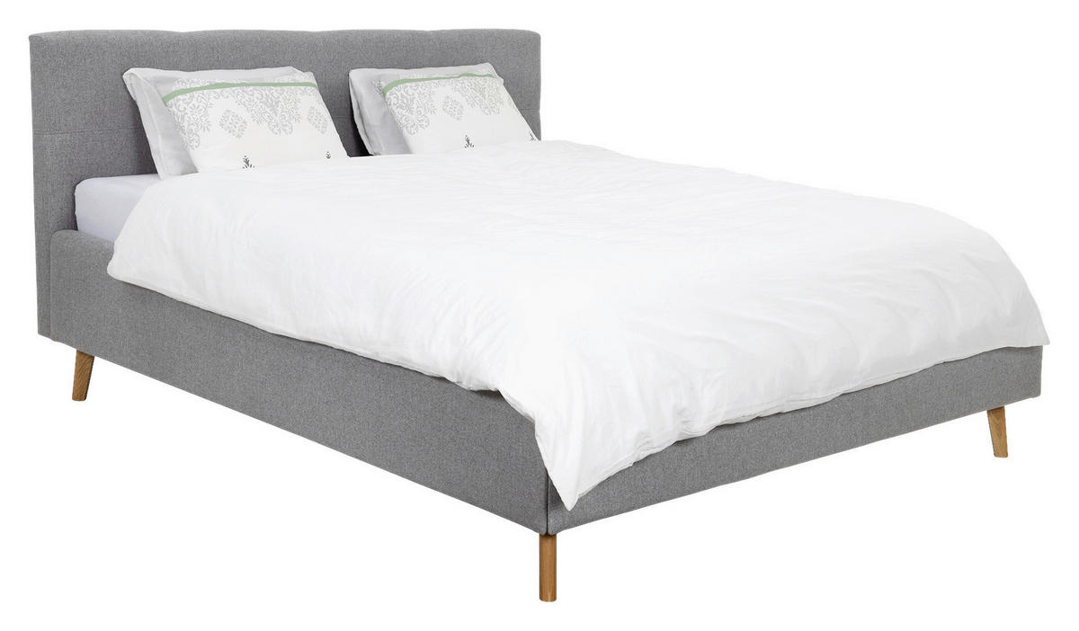 POLSTERBETT 180/200 cm,  in Grau, Lattenrost, Bettkasten,  - Eichefarben/Grau, MODERN, Holz/Textil (180/200cm) - MID.YOU