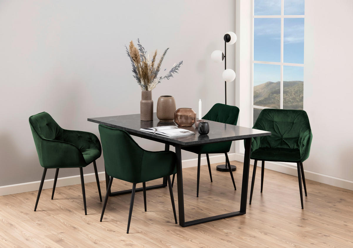 JEDILNA MIZA, črna  - črna, Trend, kovina/leseni material (160/90/74cm) - MID.YOU