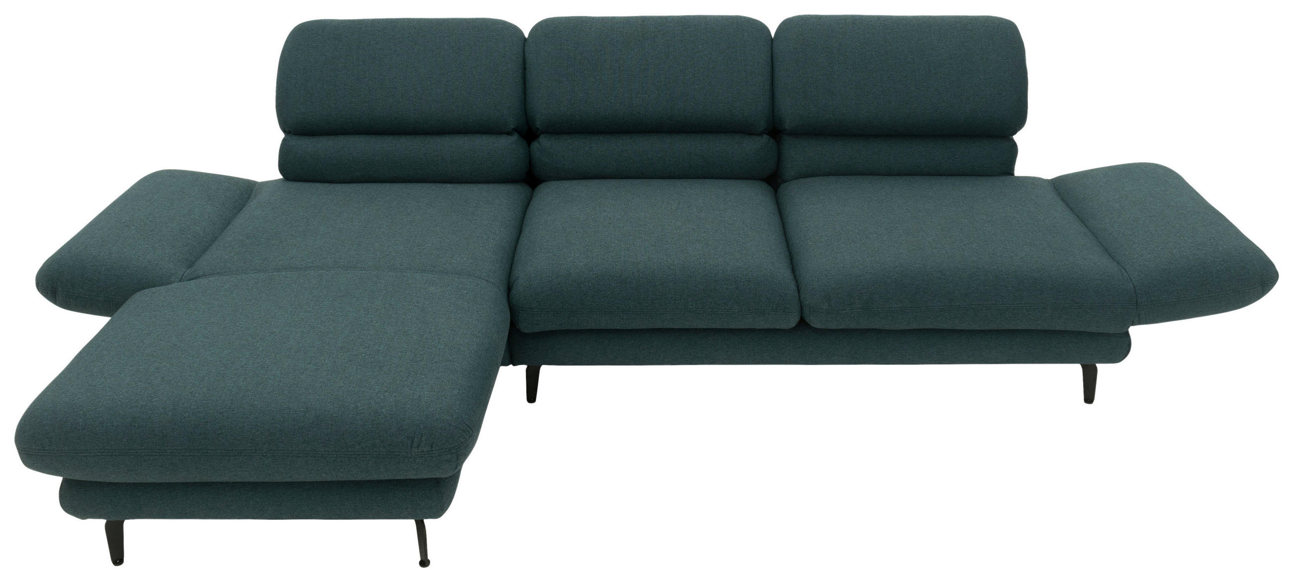 Ecksofa Petrol Webstoff  - Petrol/Schwarz, Design, Textil/Metall (160/267cm) - MID.YOU