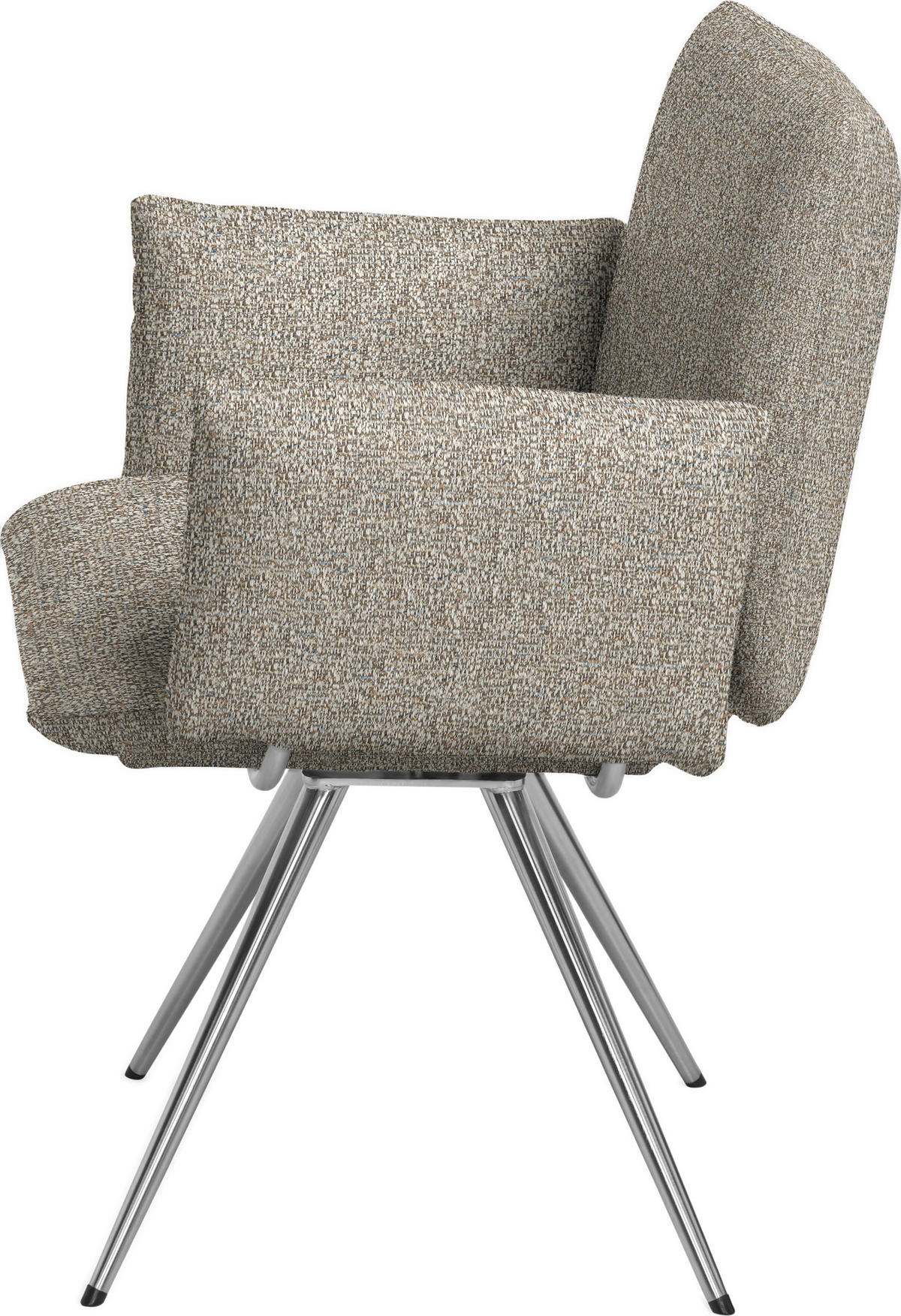 ARMLEHNSTUHL  Lederauswahl, Stoffauswahl Webstoff  - Sandfarben/Edelstahlfarben, Natur, Textil/Metall (72/90/65cm) - Venjakob