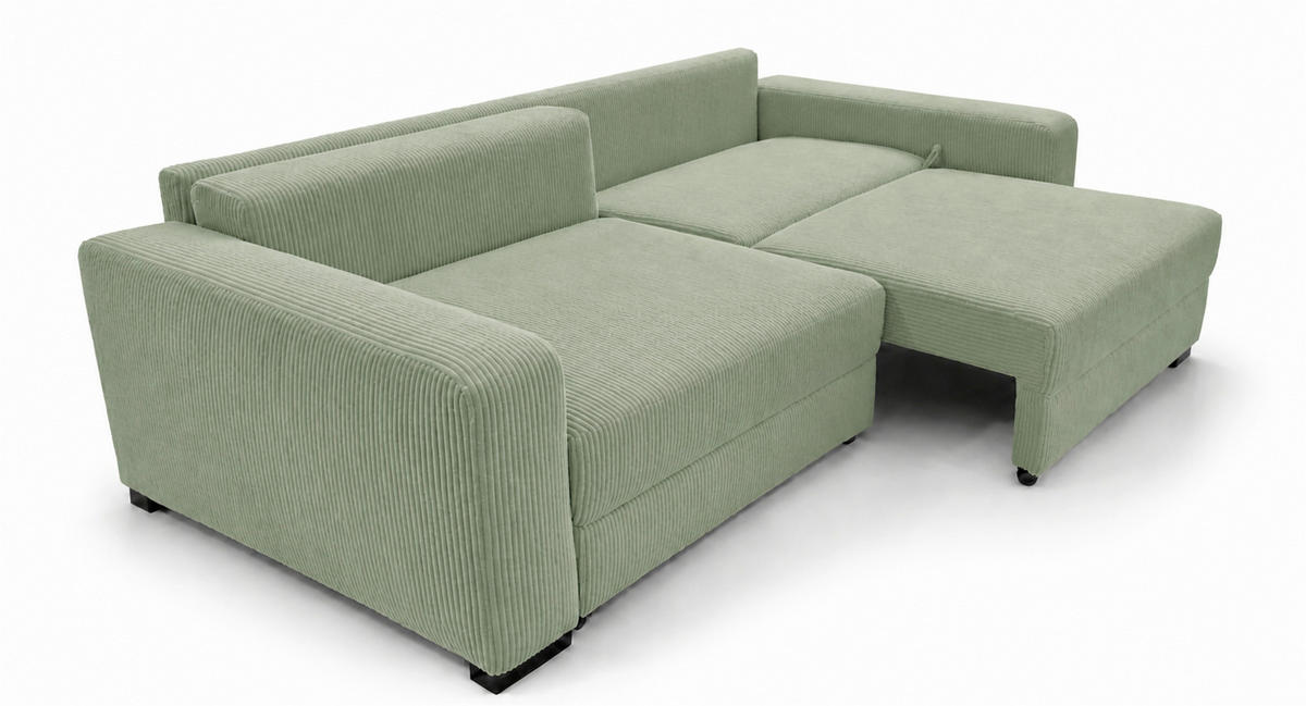 3-SITZER-SOFA Cord Mintgrün  - Schwarz/Mintgrün, Basics, Holz/Textil (250/90/110cm) - MID.YOU