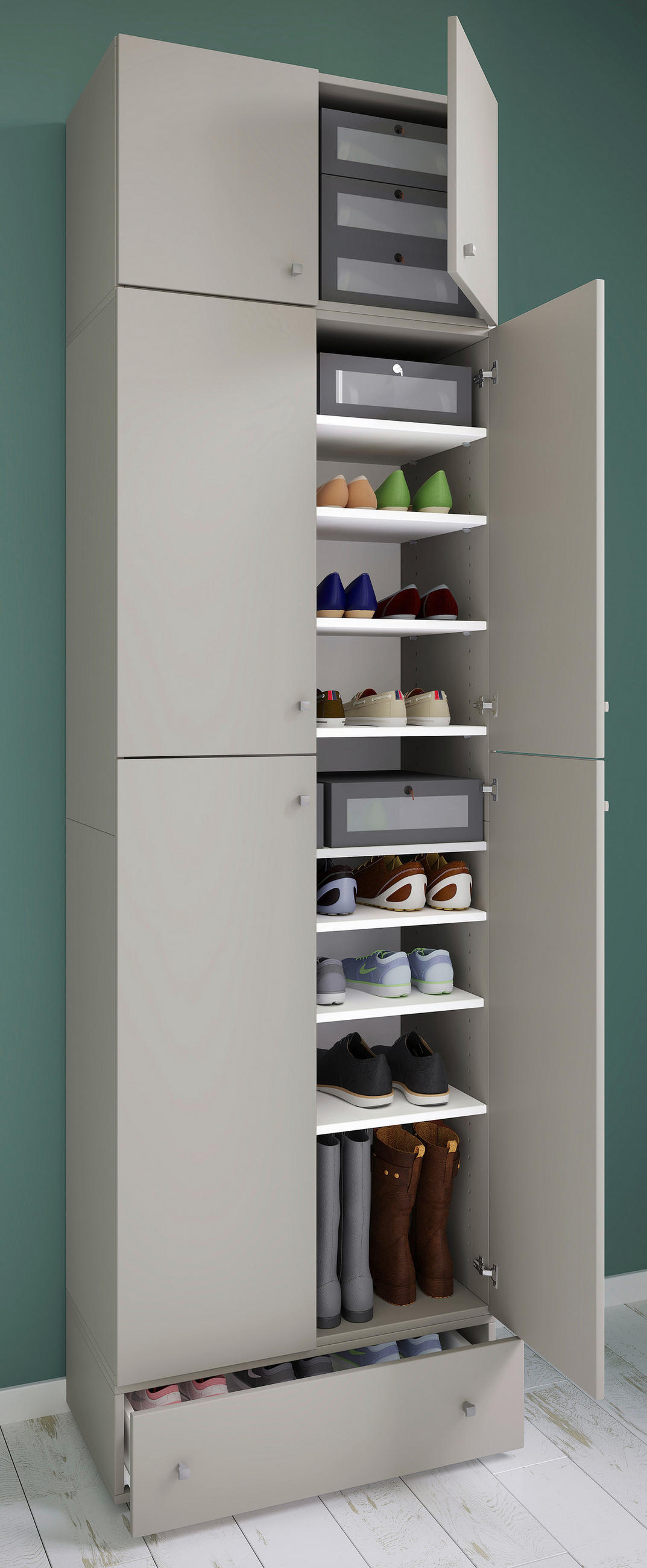 SCHUHSCHRANK Grau  - Schwarz/Grau, MODERN, Holzwerkstoff/Kunststoff (70/240/39cm) - MID.YOU