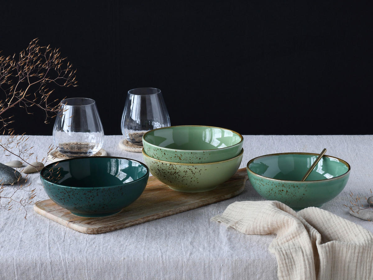 SCHÜSSELSET Nature Collection 4-teilig  - Grün, Design, Keramik - Creatable