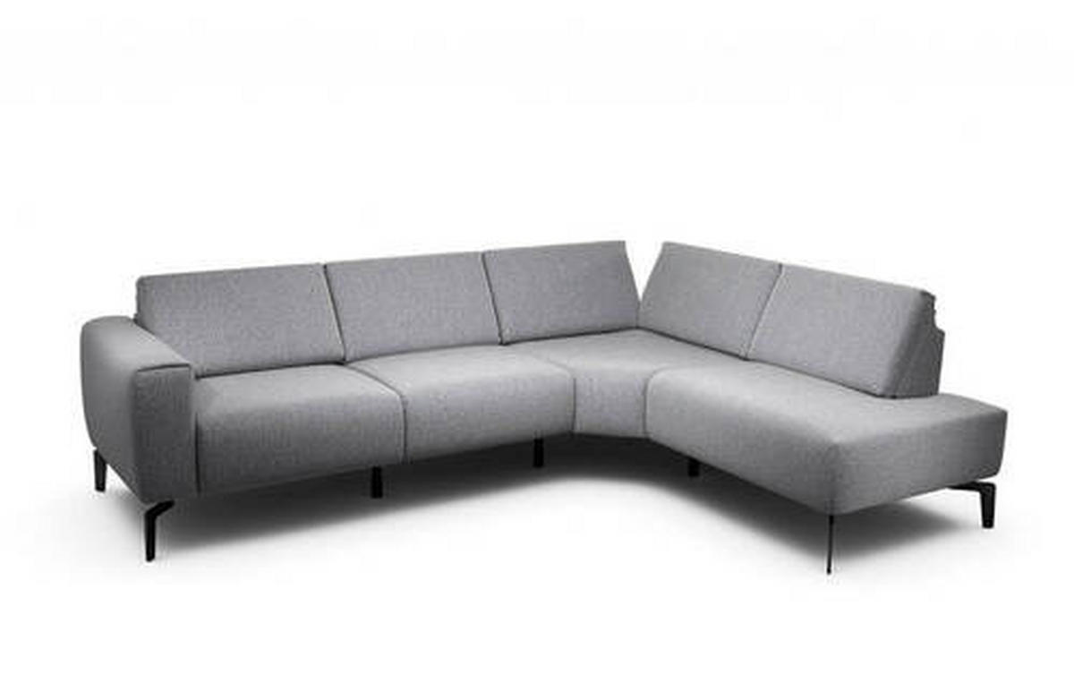 ECKSOFA Cosy Anthrazit Samt  - Anthrazit/Schwarz, Design, Textil/Metall (256/193cm) - SENSOO