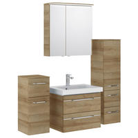 BADEZIMMER 5-teilig  in 148 cm  - Chromfarben/Eichefarben, KONVENTIONELL, Glas/Keramik (148cm) - Pelipal