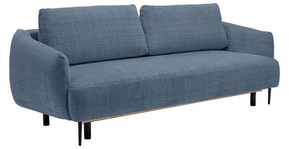 SCHLAFSOFA mit Stoffauswahl, Liegefunktion, Schlafen auf Sitzhöhe, Rücken echt Chenille Blau - Blau/Schwarz, KONVENTIONELL, Textil/Metall (228/75/98cm) - Carryhome
