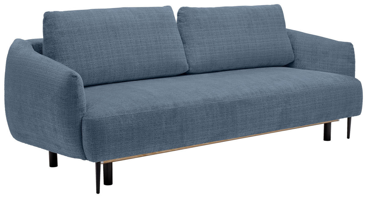 SCHLAFSOFA in Chenille Blau  - Blau/Schwarz, Konventionell, Textil/Metall (228/75/98cm) - Carryhome