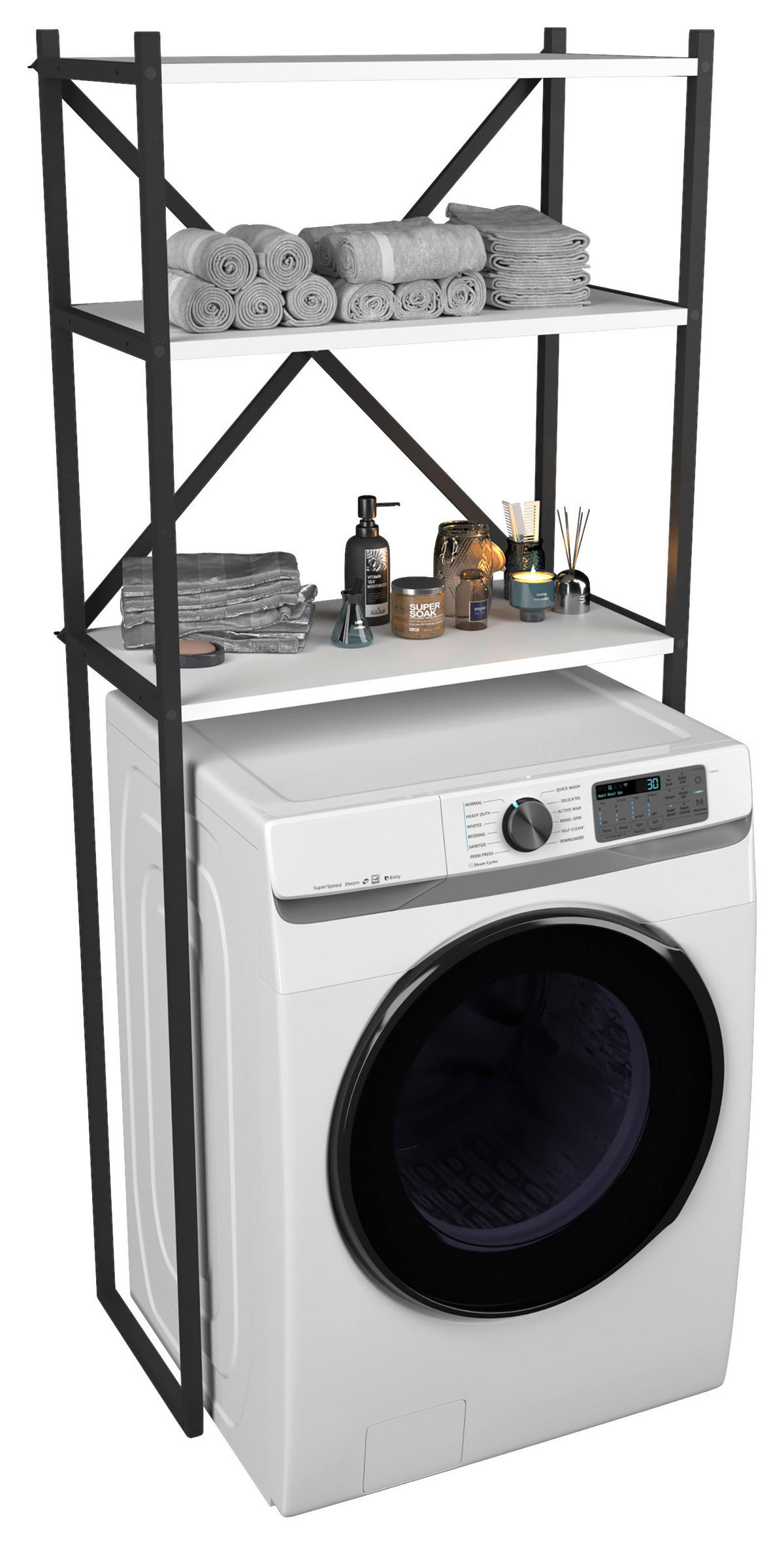 WASCHMASCHINENSCHRANK 66/160/34 cm  in Weiss  - Weiss, Modern, Holzwerkstoff/Metall (66/160/34cm) - MID.YOU