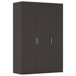 DREHTÜRENSCHRANK 151/223/61 cm,  in Graphitfarben, 3-türig  - Edelstahlfarben/Graphitfarben, Basics, Holzwerkstoff/Metall (151/223/61cm) - Novel